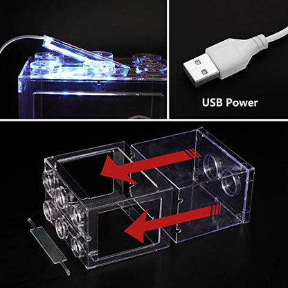 Small Betta Fish Tank, Aquarium Tank Kit with LED Lighting, 0.6 Gallon Stackable Fighting Fish Tank Set, Fish Bowl Accessories for Turtle Reptile Shrimp Crab Insects as Decoration