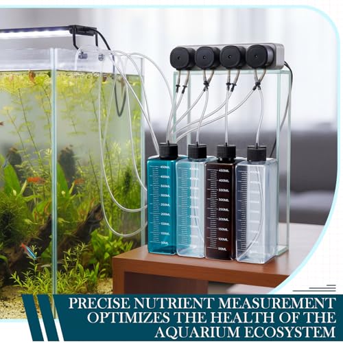 LemonRoad 4 Pcs Dosing Container 450 ml, Dosing Pump Reservoir Containers, Plastic Liquid Srorage Bucket, Aquarium Air Pump Accessories for Aquarium Fish Tank Fish Water Supplies Accessories(Brown)