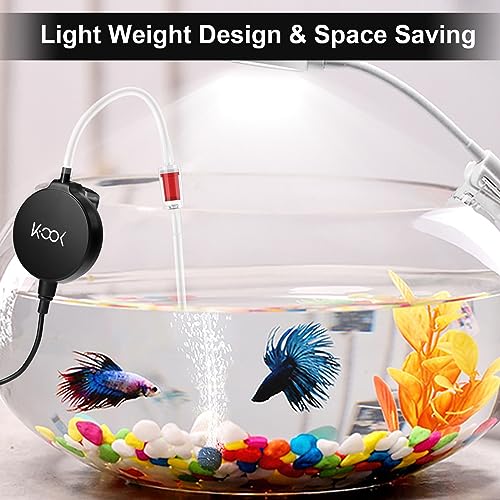 Aquarium Air Pump, 1 Watt Ultra Quiet Mini Oxygen Pump, Powerful Air Aerator Kit for Fish Tank 1-15 Gallon, Including Air Pump Accessories, Back Clip and Suction Cup - color: Black