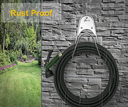 JBscoop Garden Hose Holder Stainless Steel Small Wall Mount Garden Hose Hook, Ideal for Water, Air, Hydraulic Hose, Ropes, Extension Cords Heavy Duty & Rust Proof (1)