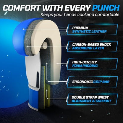 Flexzion Boxing Sparring Training Gloves Pro Muay Thai Kickboxing Heavy Bag Punching Mitts Wrist Wrap Full Contact Combat Sport Protective Hand Gear Martial Art Supply for Women & Teens, 10Oz - color: Blue