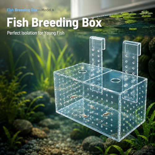 Fish Breeding Isolation Box, Acrylic Aquarium Hatchery 17x9x10cm, Transparent with Hook Installation - Easy Observation, Secure Lid Design, Suitable for Small Fish Tank (20 * 10 * 11CM) - size: 20*10*11CM