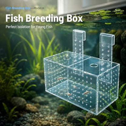 Fish Breeding Isolation Box, Acrylic Aquarium Hatchery 17x9x10cm, Transparent with Hook Installation - Easy Observation, Secure Lid Design, Suitable for Small Fish Tank (20 * 10 * 11CM) - size: 20*10*11CM