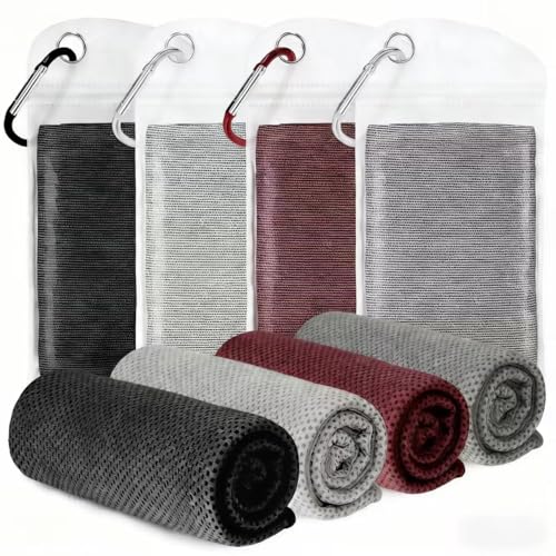 Cooling Towels 4 Pack 40"x12" Soft Gym Towels for Men Women, Sweat Towels for Workout Hot Yoga & Outdoor Hiking-Black Grey Red