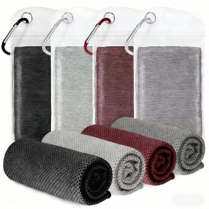 Cooling Towels 4 Pack 40"x12" Soft Gym Towels for Men Women, Sweat Towels for Workout Hot Yoga & Outdoor Hiking-Black Grey Red