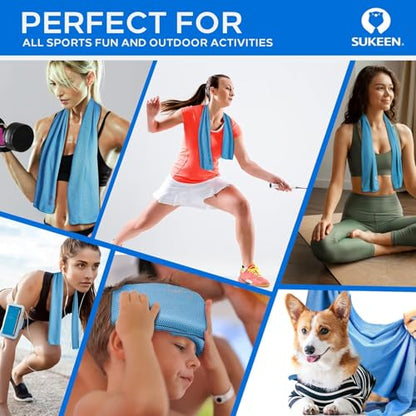 Sukeen Cooling Towels 8 Pack (40"x12"), Chilly Ice Cooling Neck Wraps - color: Black/Royal Blue/Dark Gray/Lake Blue/Sky Blue/Green/Rose Red/Gray