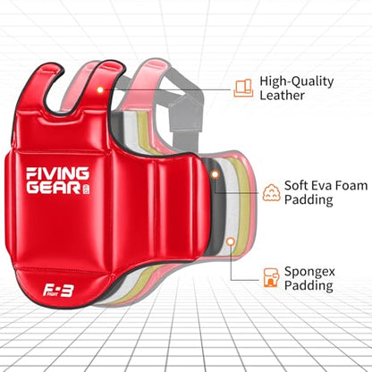 Boxing Body Protector Reversible | MMA Muay Thai Chest Guard, Sparring Training Heavy Punching Shield, Martial Arts Upper Belly Protection Pad, Taekwondo Vest - size: Medium