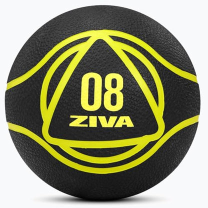 ZIVA Medicine Ball – Durable Rubber Weighted Ball with Easy-Grip Textured Shell for Core, Balance and Strength Training – Commercial Quality (Black, 4–20 lb) - style: 8lb Black