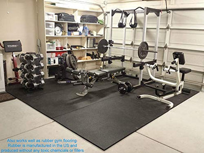 American Heavy Duty Stall Mats - Stable/Horse Mats - Thick, Durable Rubber Flooring - Solid Black 4 Center Tiles, 1/2" Thick Expansion Set - size: 4 Center Tiles (16 SqFt) - 1/2" Thick