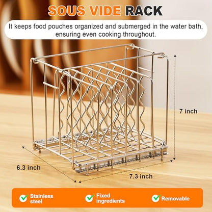 Sous Vide Container 12 Quart with Universal Collapsible Hinged Lid,Complete Sous Vide Accessories Kit BPA Free,Compatible with Anova and Most Sous Vide Cookers（With Rack and Sleeve）