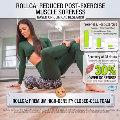 Rollga PRO - High Density Foam Roller for Exercise & Back Pain, 18 inches | Patented Grooves Protect Spine & Bone, Bumps Reach Deeper, Design Mimics Hands-On Massage, Increase Flexibility 22% - color: Orange