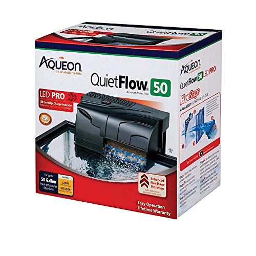 Aqueon QuietFlow 50 LED PRO Aquarium Fish Tank Power Filter For Up To 50 Gallon Aquariums - size: For Up To 50 Gallon Aquariums