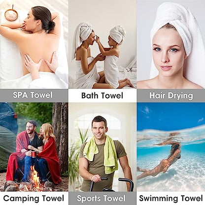 JML Bath Towel, Microfiber, 6 Pack, 30" x 60", Blue - color: Microfiber Blue, size: 6 Pack (30 in x 60 in)