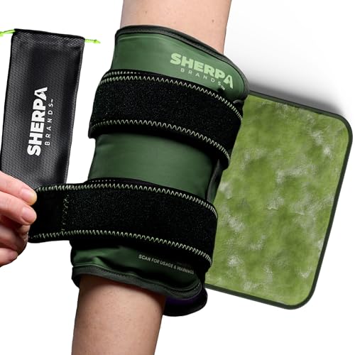 Medium Gel Ice Pack Wrap with Straps, Stretchable 8" x 23" | Hot and cold gel ice pack for pain relief, tennis elbow, ankle, foot & hand, iwith straps hold pack securely in place, green - size: Medium, style: Green