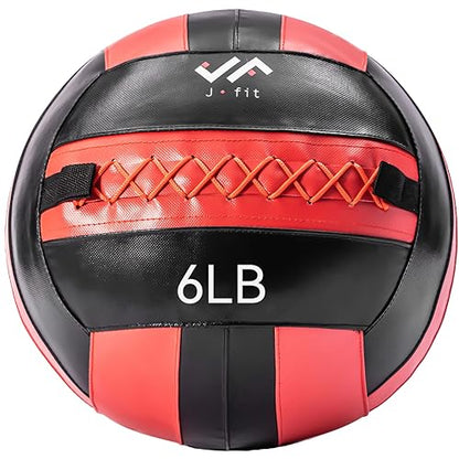 JFit Wall Ball – Premium Soft Weighted Exercise Ball for Strength, Conditioning, Gym & Home Workouts, 4-30 LB - color: Red/Black, style: 6-Pound