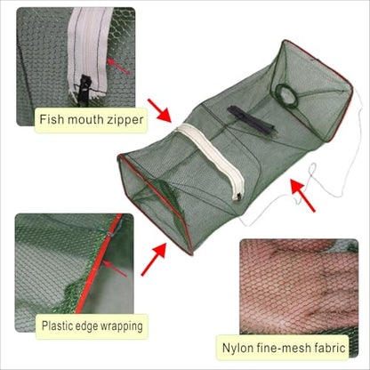 Fishing net Trap Foldable Crawfish Bait Trap nets Suitable for Crabs, Shrimp, Minnow and Crayfish, 3 Pack