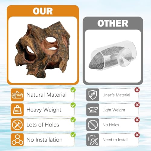 Betta Fish Cave Natural Wood Betta Fish Hideout for Aquarium Fish Tank Decorations Hideout Betta Fish Accessories Habitat Shelter for Crayfish Shrimp and Other Aquatic Pets
