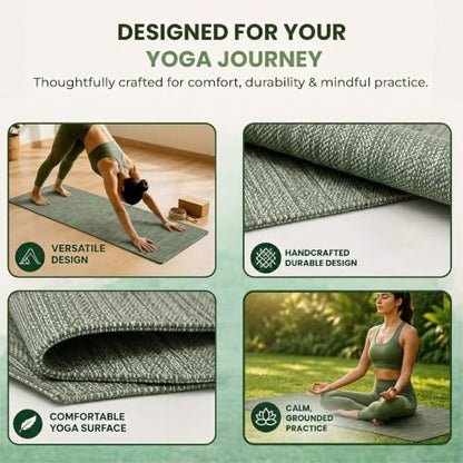 LFH Home Handmade Cotton Yoga Mat Cotton Rug picnic mat For Exercise, Workout, Fitness - Perfect Heavy Quality Eco Friendly Natural Cotton Woven Reversible Yoga Mats for Men & Women - 72x26 Inch. - color: Army Green