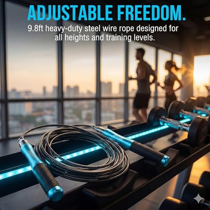 LANGETUKEE Speed Jump Rope - Professional Aluminum Alloy Skipping Rope with 360° Bearings - Adjustable 4mm Steel Cable for Double Unders, Boxing, MMA, HIIT & Cardio Training - Anti-Slip Grip - color: Blue3