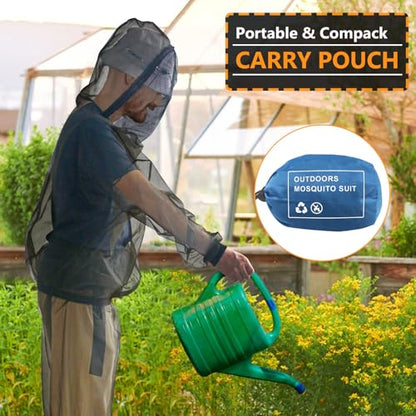 Mosquito Suit - Bug Mesh Pants & Jacket with Hood for Outdoor Protection from Ticks, Bugs, Flies, Gnats, No-See-Ums & Midges - Mosquito Clothing for Men & Women with Carrybag, M Size - style: Medium (Adults)