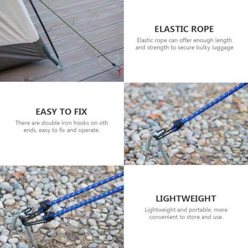 ULTECHNOVO 6pcs Outdoor Elastic Bungee Cords with Hooks 1.2m Long 8mm Thick Multi-Functional Tent Fixing Straps and Luggage Tie Rope Set (Yellow, Red, Green)