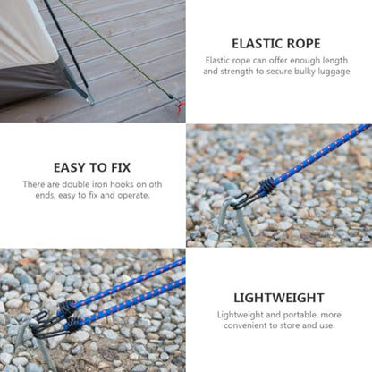 ULTECHNOVO 6pcs Outdoor Elastic Bungee Cords with Hooks 1.2m Long 8mm Thick Multi-Functional Tent Fixing Straps and Luggage Tie Rope Set (Yellow, Red, Green)