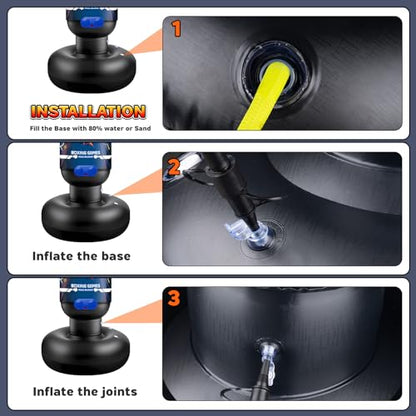 Kids Inflatable Punching Bag Toy, 4 Modes Interactive Boxing Game Stand Set
