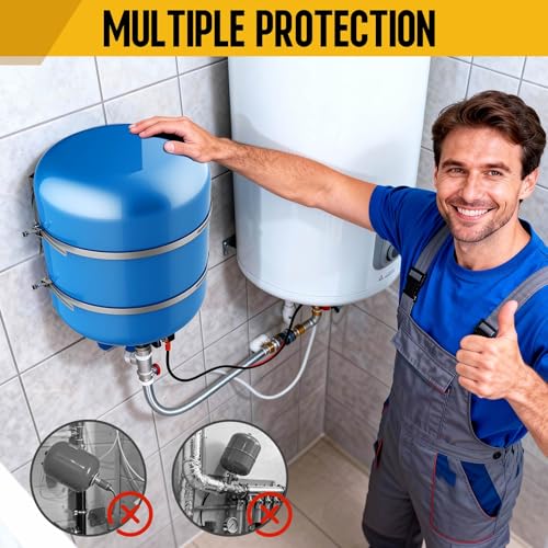 Expansion Tank Mounting Bracket with Earthquake Straps for 1 to 5 Gallon Thermal Expansion Tanks, Wall Mount Holder for Hot Water Heater Accessory Up to 13" Diameter, 5lb Propane Tank (1 Set) - size: Black-1 Set