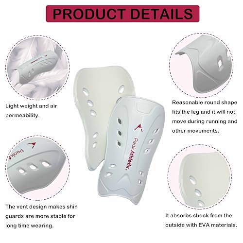 Soccer Shin Guards – Lightweight Protective Gear for Youth & Adults - color: White, size: Small-Medium