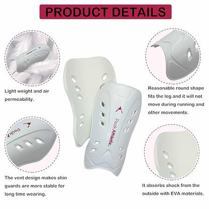 Soccer Shin Guards – Lightweight Protective Gear for Youth & Adults - color: White, size: Small-Medium