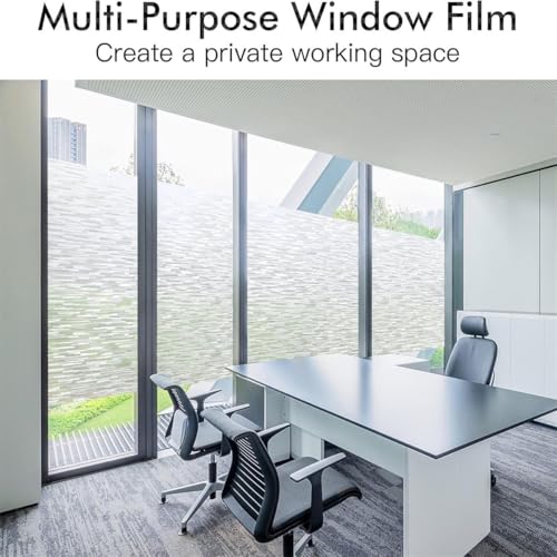 Window Privacy Film, Frosted Glass Static Cling Sun Heat Blocking Window Clings, Frosting Opaque Coverings, Vinyl Removable Stickers Tint for Home Door Office, Non Adhesive 11.8" x 39.4"