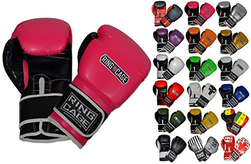 Gym Training Stand-Up Boxing Gloves - color: Pink/Black, size: Regular weighs 12oz