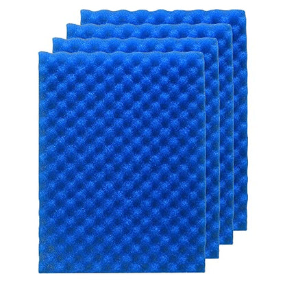 4 Pack Aquarium Filter Media Bio Sponge Pad 16 x 12 x 1 inch, Fish Pond Foam Filter 20/30/40 PPI (Blue 20ppi 4pack)