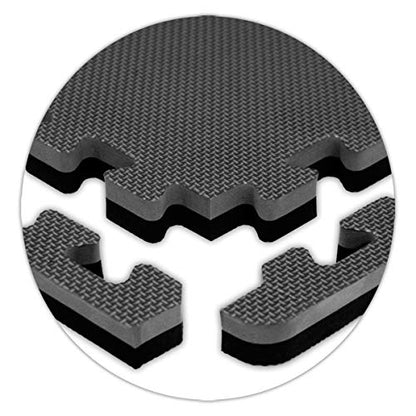 American Floor Mats - Interlocking Puzzle Exercise Gym Mats: Premium Foam Tiles, Wood Foam Tiles, Extreme Foam Tiles - color: Ultimate Black/Grey, size: 3/4" Thick - 50-Pack (200 Sq Ft)