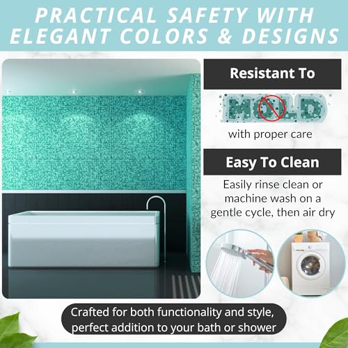 Bath Mat - Large Non Slip Bathtub & Shower Mat - Extra Long 40 x 16 Inch Bathroom Mats for Tub Nonslip Anti Slip Bathmats (40x16 Mint Green 1-Pack) - color: Mint Green