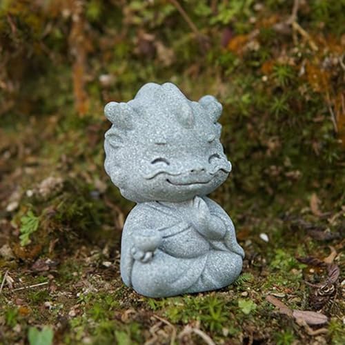 Aquarium Dragon Statue Meditation Dragon Figurines Zen Yoga Collectible Sculpture for Fish Tank Flower Pot Aquarium Decor (A)