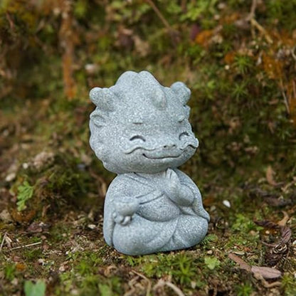 Aquarium Dragon Statue Meditation Dragon Figurines Zen Yoga Collectible Sculpture for Fish Tank Flower Pot Aquarium Decor (A)