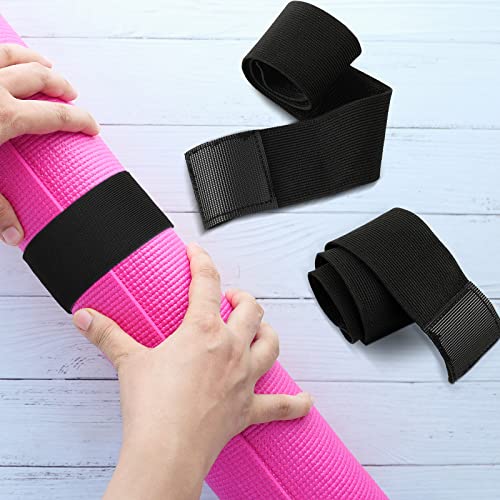 Honoson 4 Pcs Nylon Yoga Mat Strap Bungee Band for Mat Storage, Black