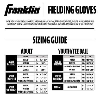 Franklin Sports Youth Teeball Gloves - Shok Sorb Kids Baseball + Teeball Mitt - Boys + Girls Fielder Gloves - 10.5" Inch - color: Graphite/Blue