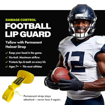 DAMAGE CONTROL Pacifier Football Mouth Guard – Permanent Strap – Yellow - color: Yellow