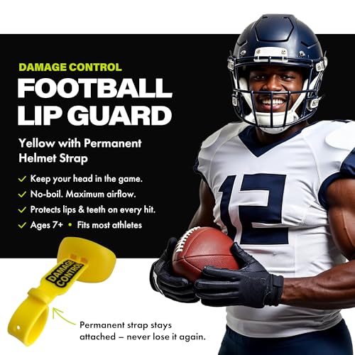 DAMAGE CONTROL Pacifier Football Mouth Guard – Permanent Strap – Yellow - color: Yellow