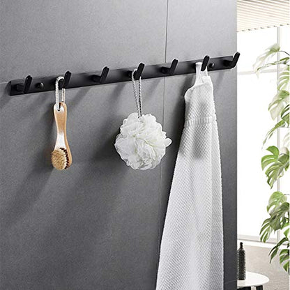 Wall Mounted Coat Rack, 7 Hooks, 25.7"x1.3", Modern, Black, 2 Pcs - size: 7 Hooks(2 packs)