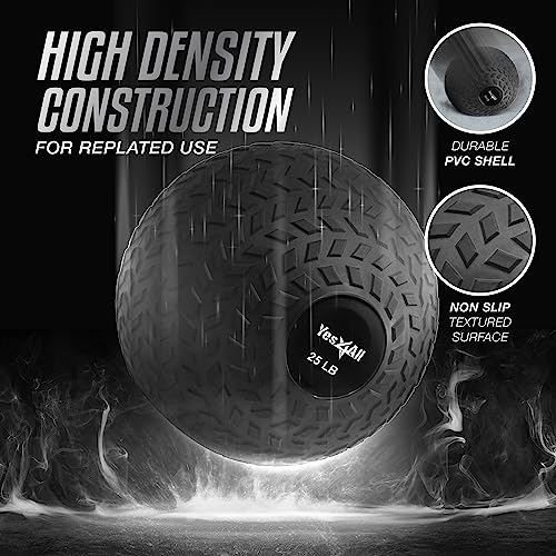 Yes4All Sand-Filled Slam Ball for Strength Training - color: Black, size: 25lbs