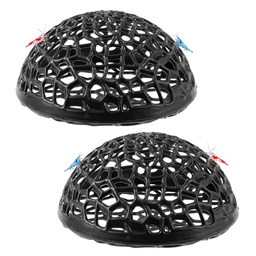 2 Pack Aquarium Shrimp Hide Cave, Porous Shrimp Hideout Shelter for Breeding & Molting, Detachable Tunnel Ornament for Fish Tank, Shrimp & Small Fish (Black)