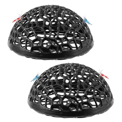 2 Pack Aquarium Shrimp Hide Cave, Porous Shrimp Hideout Shelter for Breeding & Molting, Detachable Tunnel Ornament for Fish Tank, Shrimp & Small Fish (Black)