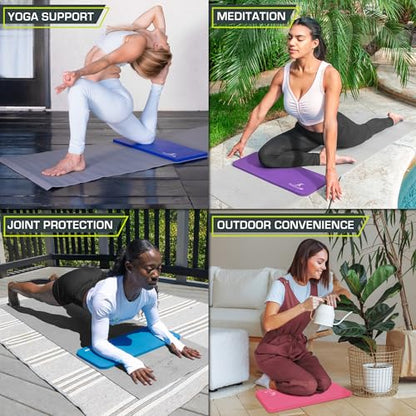 ProsourceFit Extra Thick Yoga Knee Pad and Elbow Cushion 15mm (5/8”) Fits Standard Mats for Pain Free Joints in Yoga, Pilates, Floor Workouts - color: Purple