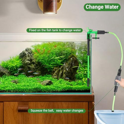 AQQA Aquarium Siphon Gravel Vacuum Fish Tank Cleaner kit,Stress Ball Python Water Changer,Extendable Length and Fixed On Fish Tank,Manually Water Changer Wash Sand L - size: M