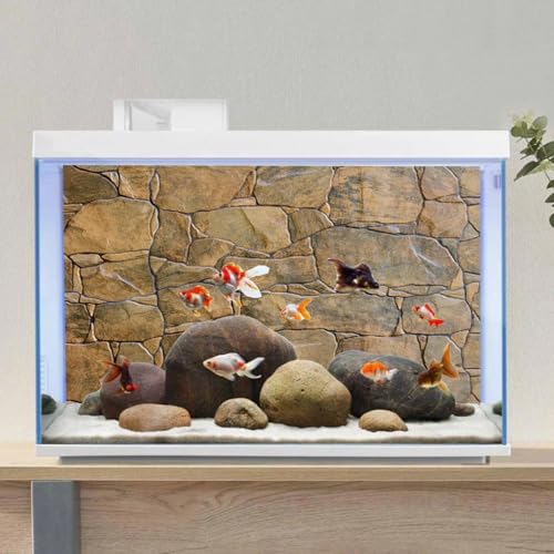 AWERT Stone Aquarium Background Rocky Fish Tank Background Rock Terrarium Background 72x24 inches Durable Polyester Background - size: 72x24in/180x60cm