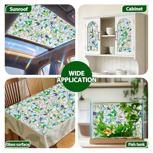 Stained Glass Window Film, Rainbow Privacy, One Way Decorative Tint, Static Cling, Renter Friendly for Home Bathroom Door