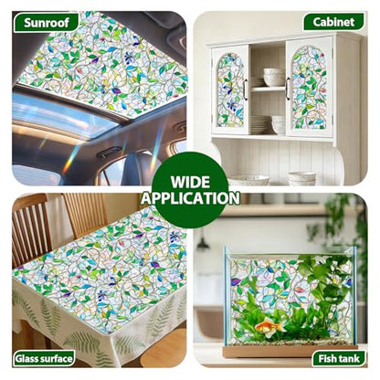 Stained Glass Window Film, Rainbow Privacy, One Way Decorative Tint, Static Cling, Renter Friendly for Home Bathroom Door